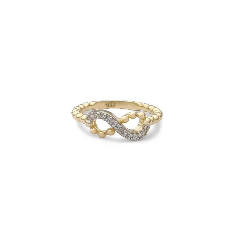 women's rings with split band -Stoneset Dewdrop Infinity Ring (14K)