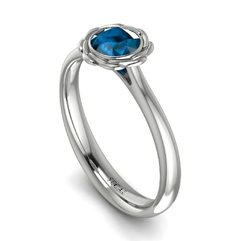 women's engagement rings with split shank -Solitaire Minimalist Blue Topaz Ring - Eden No. 503