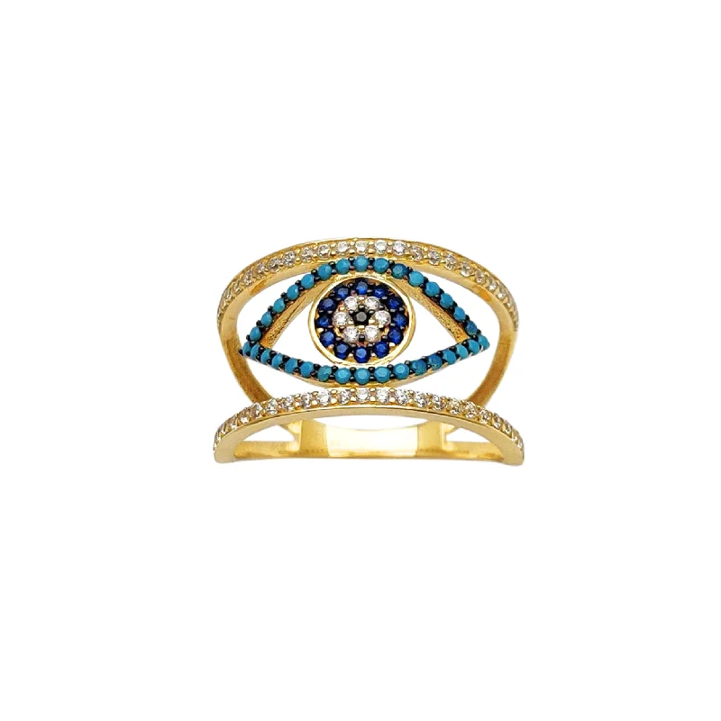 women's rings with double halo -Evil Eye Enjambment Ring (14K)