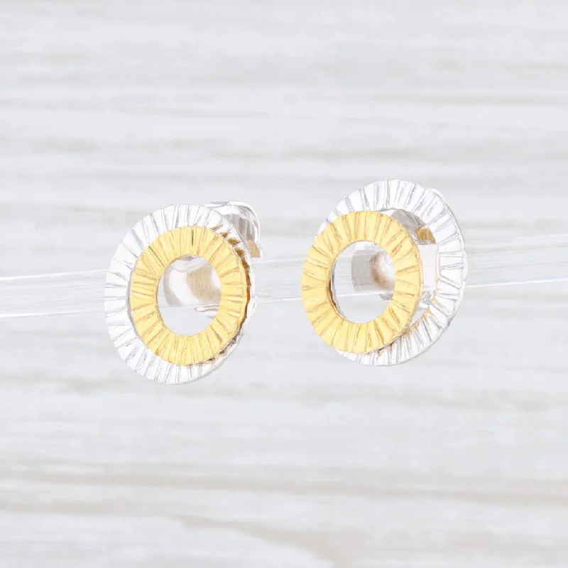 women's earrings with small studs -New Bastian Inverun Circles Earrings Sterling Silver Gold Plated 12851 Studs