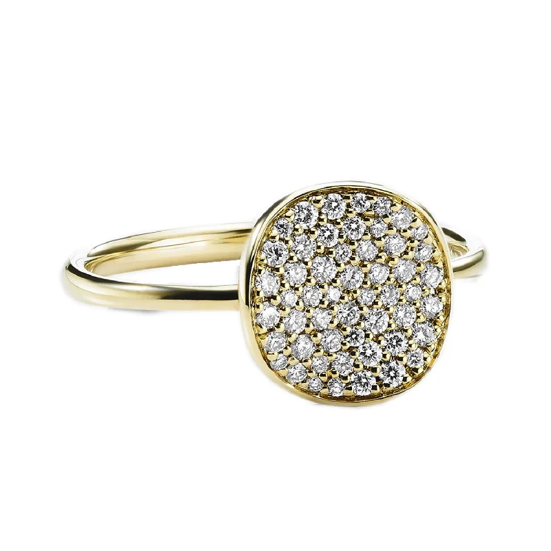 women's engagement rings with asymmetrical style -Pre-Owned Ippolita Small Stardust Pave Diamond Curved Disc Ring