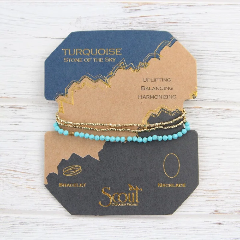 women's necklaces with diamond pendant -Scout Delicate Turquoise and Gold Wrap Bracelet and Necklace