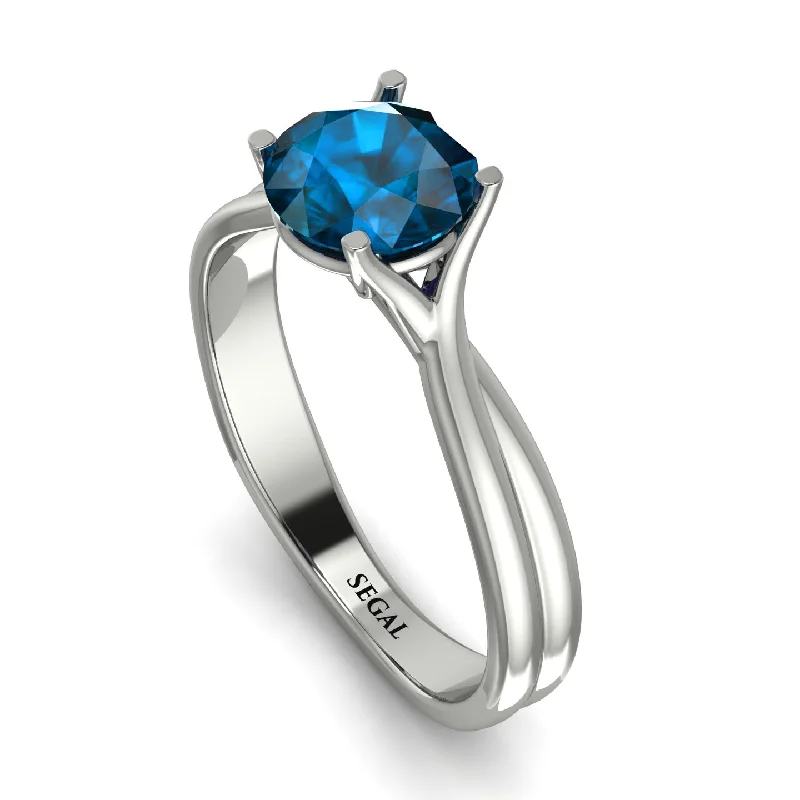 women's engagement rings with eternity setting -Solitaire Twist Shank Blue Topaz Ring - Eleanor No. 503