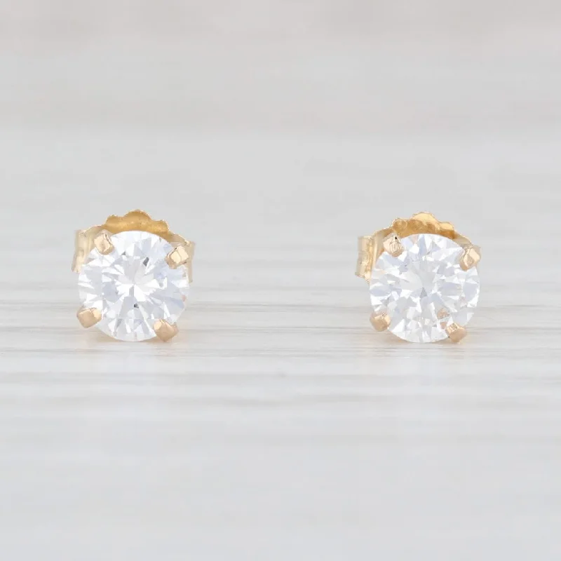 women's earrings with chandelier design -New 0.70ctw Round Diamond Solitaire Stud Earrings 14k Gold April Birthstone