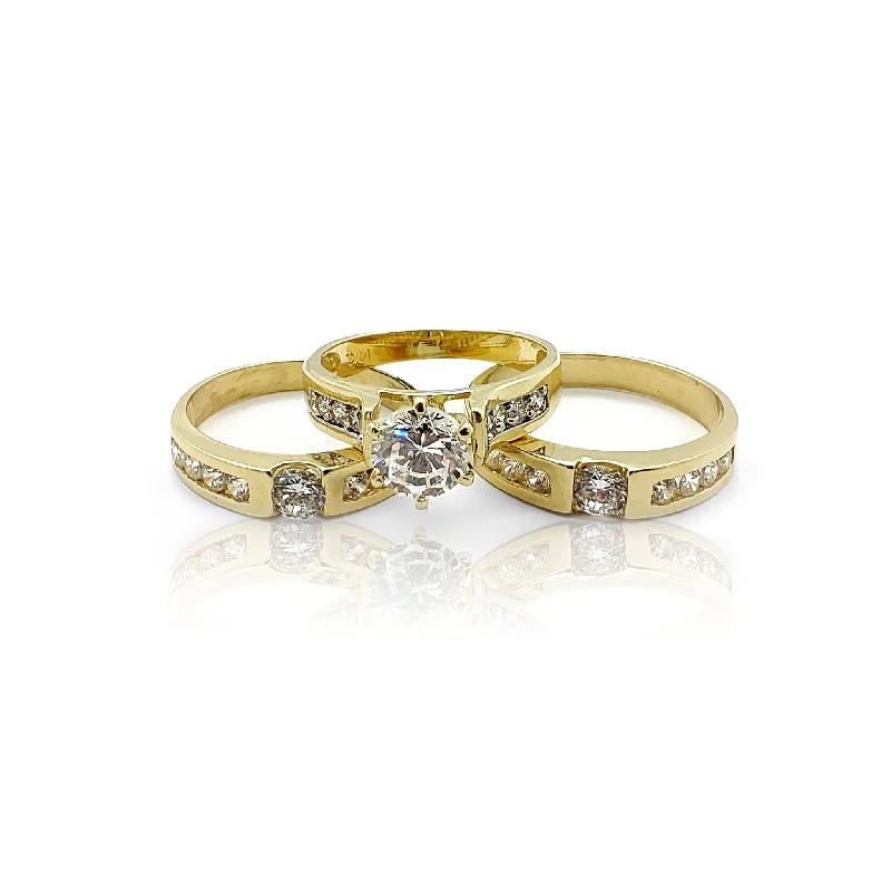 women's rings with classic design -Semi Channel Setting Three Piece-Set Ring (14K)