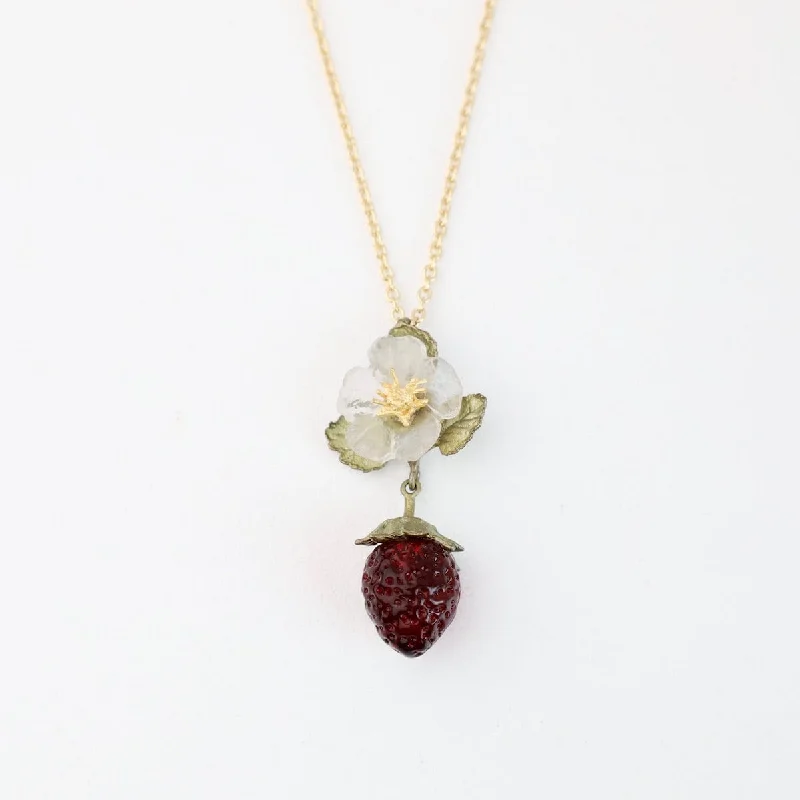 women's necklaces with charm -Strawberry Flower Pendant Necklace