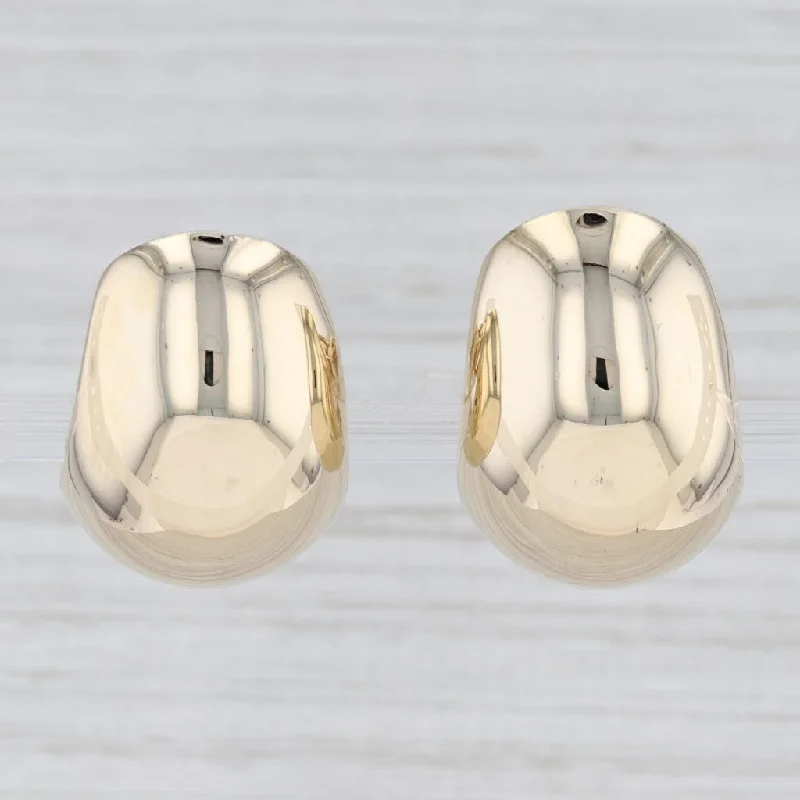 women's earrings with sophisticated look -Curved Chunky Clip-On Earrings 14k Yellow Gold Non-Pierced