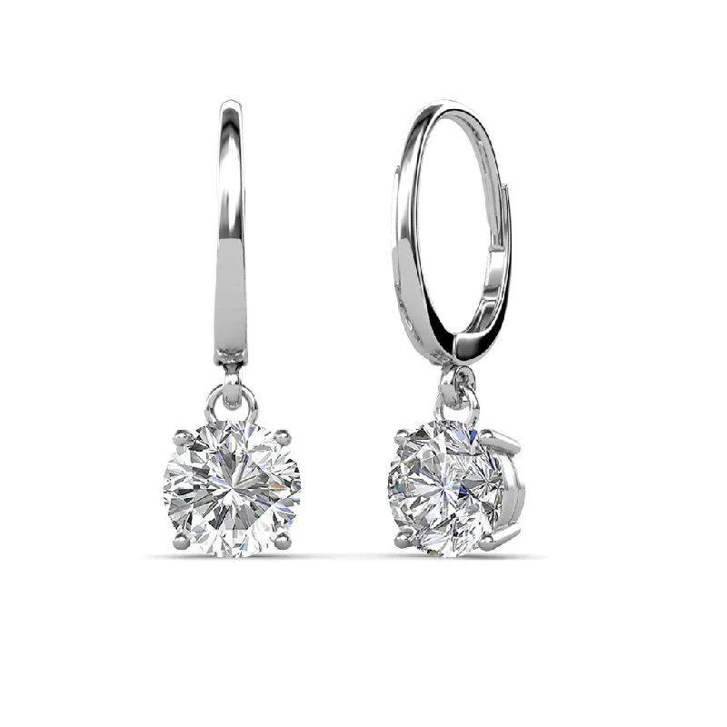 women's earrings with teardrop diamonds -14K WHITE GOLD LAB GROWN DIAMOND  DANGLE EARRINGS