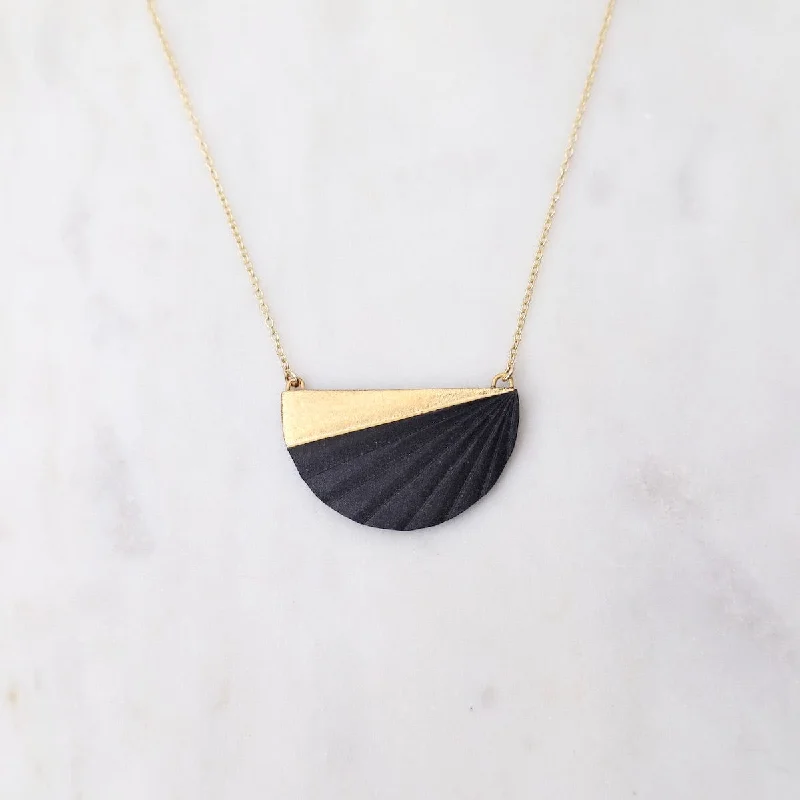 women's necklaces with infinity pendant -Black Chiton Necklace Wide