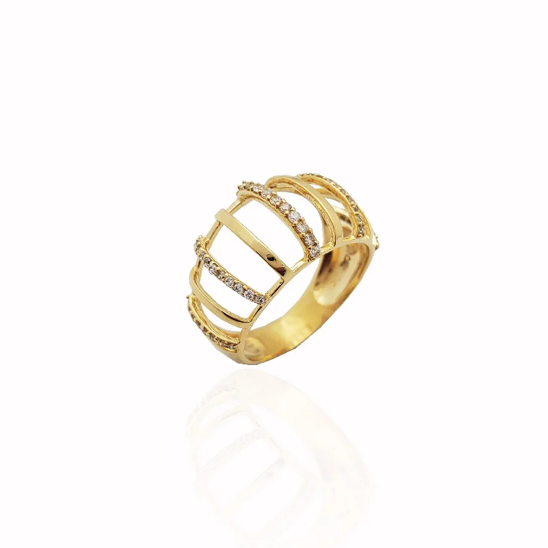 women's rings with yellow gold band -Stoneset Birdcage Ring (14K)