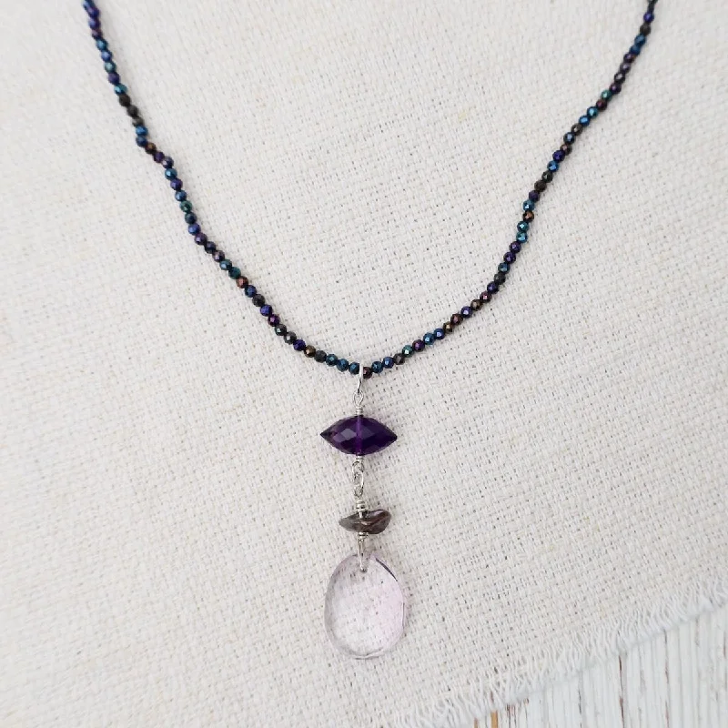 women's necklaces with personalized name -Pyrite with Amethyst Necklace