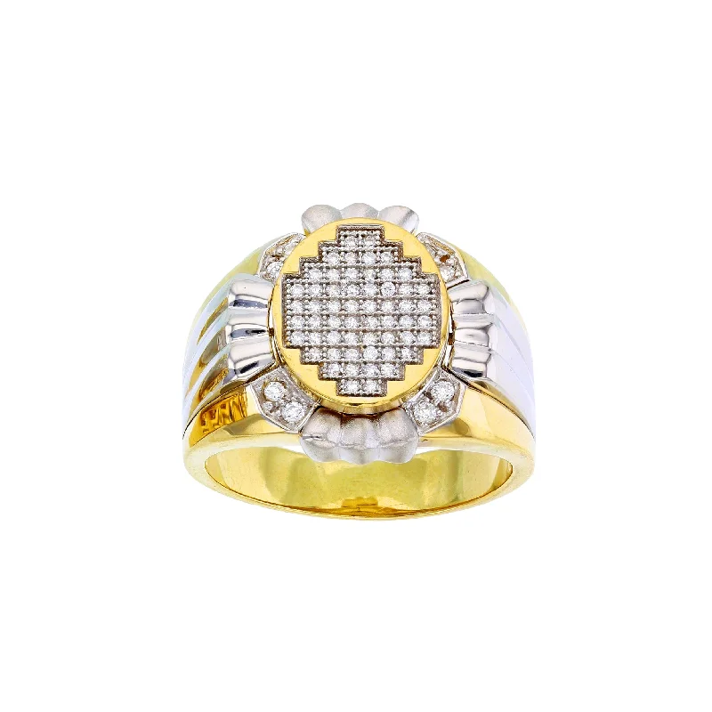 women's rings with pave diamonds -Two-Toned Pave Men's Ring (14K)