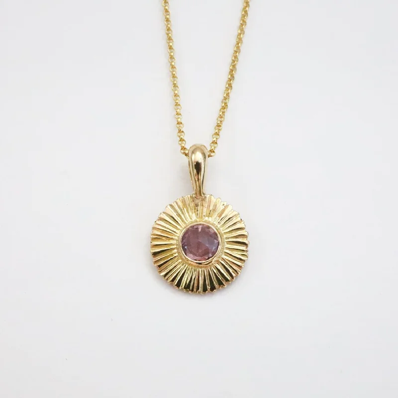 women's necklaces with diamond accents -Gold Nova Necklace with Pastel Sapphire