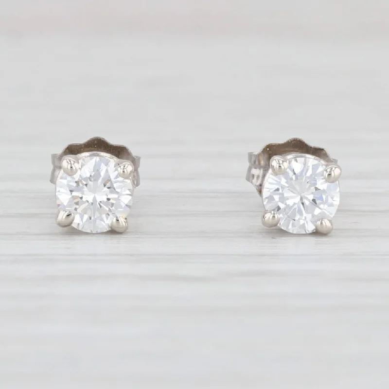 women's earrings with sparkling diamonds -New 0.60ctw Diamond Stud Earrings 14k White Gold Round Brilliant Studs