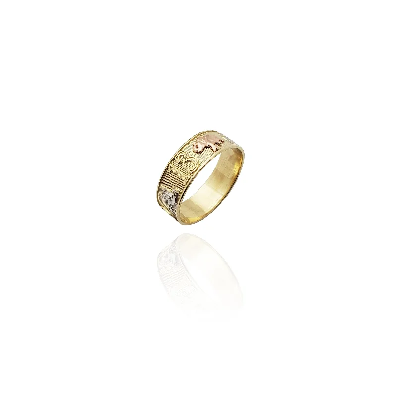 women's rings with diamond pave -Tri-Color Seven Potential Lucky Ring (14K)