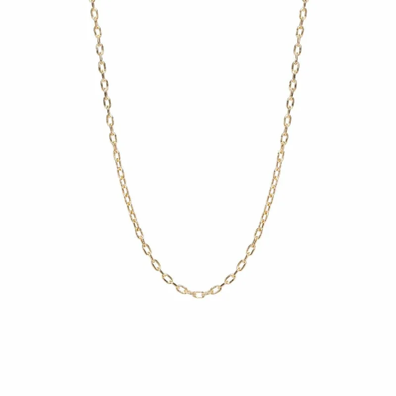 women's necklaces with baroque pearl -14K Gold Small Square Oval Link Chain Necklace