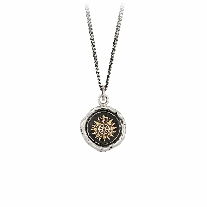 women's necklaces with statement gemstone -Direction 14K Gold On Silver Talisman Necklace