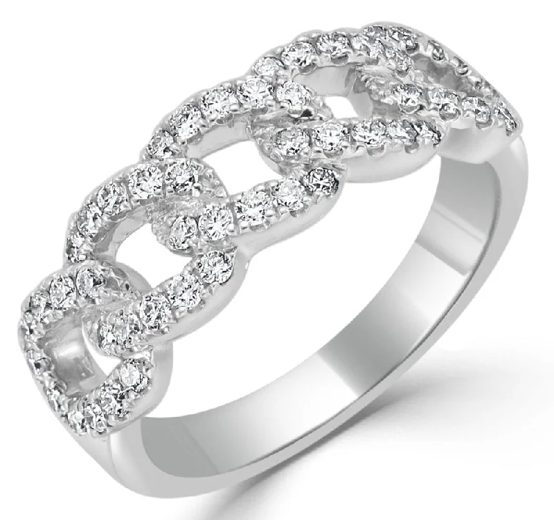 women's engagement rings with engraved band -14k Gold & Diamond Link Ring