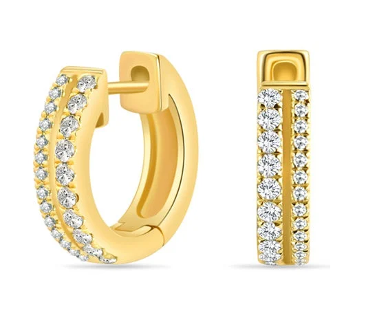 women's earrings with gold-plated design -Venetti Huggie Earrings