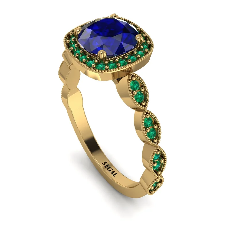 women's engagement rings with high setting -Vintage Inspired Sapphire Halo Ring - Frances No. 28