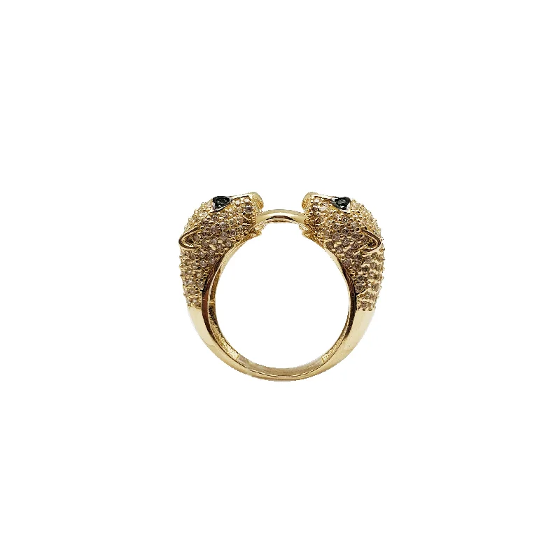 women's rings with ruby -Twin-Headed Panther Ring (14K)