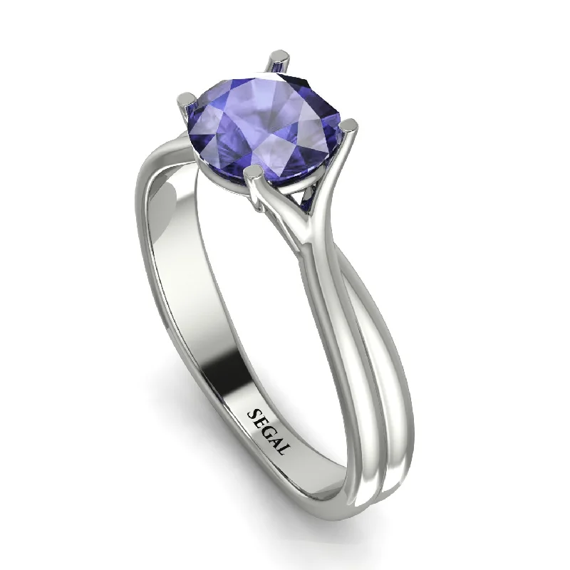 women's engagement rings with emerald -Solitaire Twist Shank Tanzanite Ring - Eleanor No. 203