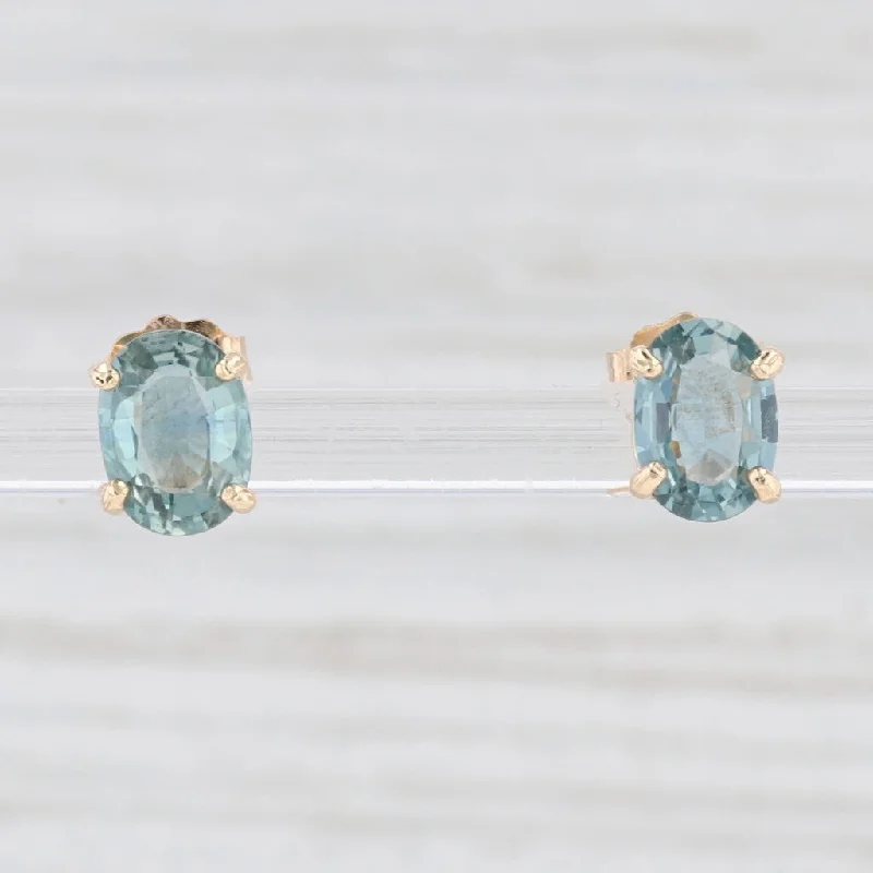 women's earrings with hoop with gemstone -New 2.20ctw Oval Sapphire Stud Earrings 14k Yellow Gold September Birthstone