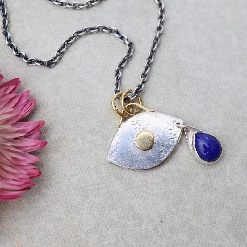 women's necklaces with solitaires -Lapis Teardrop Eye Necklace