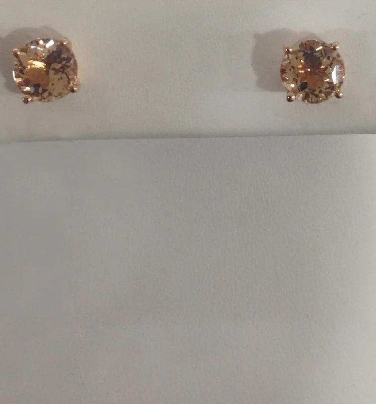 women's earrings with flower-shaped gemstones -14k Rose Gold Morganite Earrings