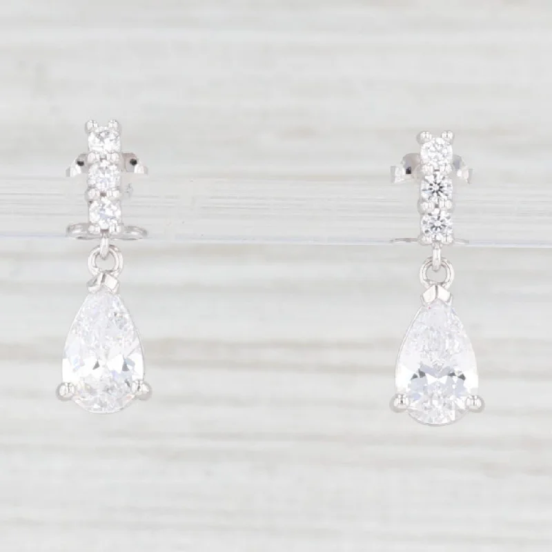 women's earrings with vintage-inspired look -1.68ctw Teardrop Cubic Zirconia Earrings 10k White Gold Dangles