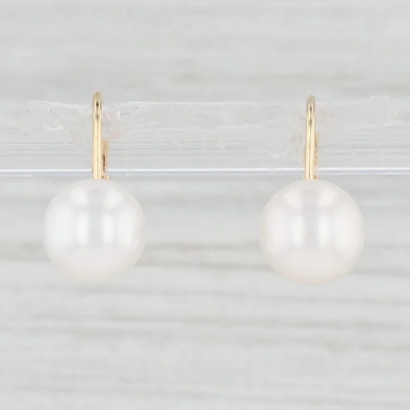 women's earrings with luxury accents -Freshwater Cultured Pearl Drop Earrings 14k Yellow Gold Pierced Leverbacks