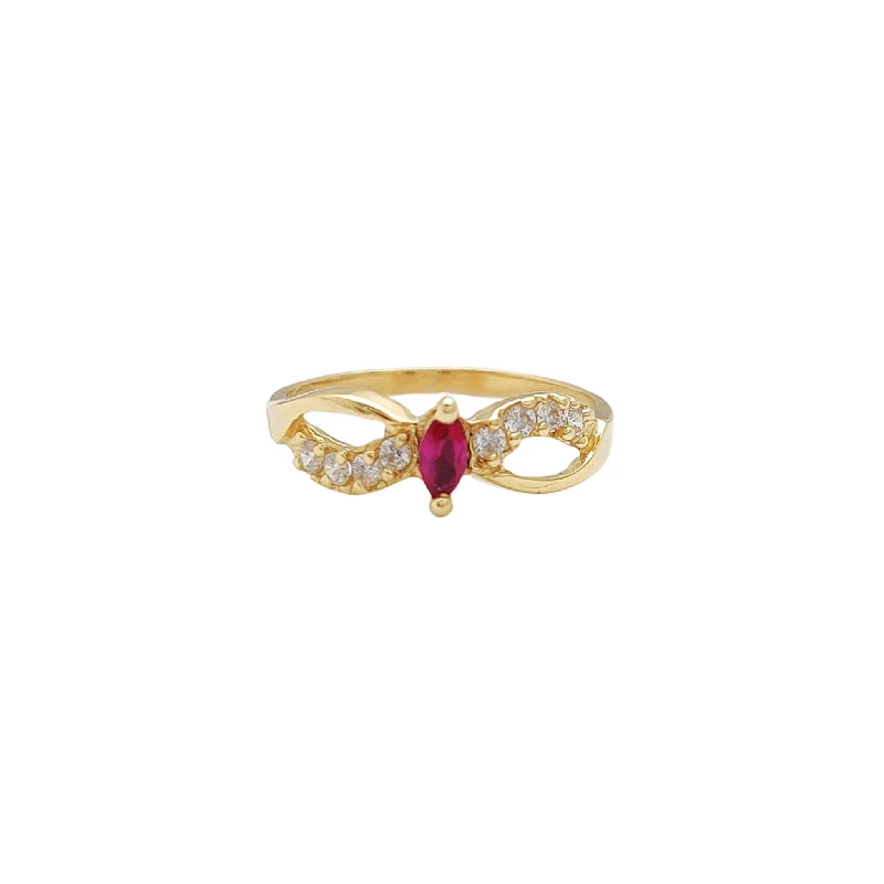 women's rings with ruby accent -Red Marquise Stone Infinity Ring (14K)