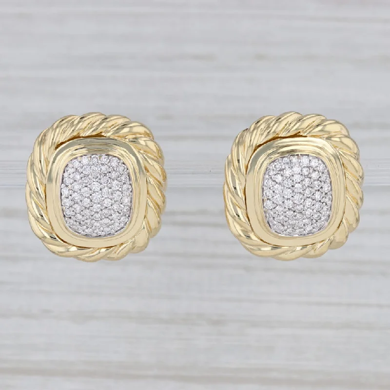 women's earrings with hypoallergenic material -0.78ctw Diamond Albion Omega Earrings 18k Gold David Yurman Omega Backs