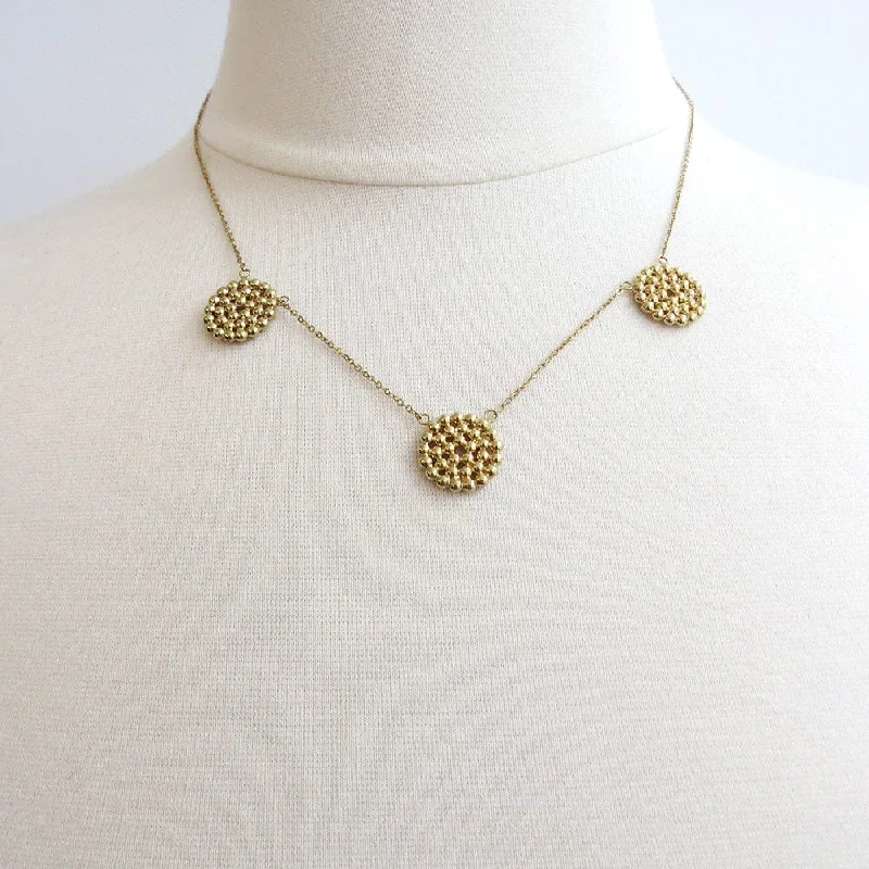 women's necklaces with pendant -14k Triple Beaded Circle Necklace