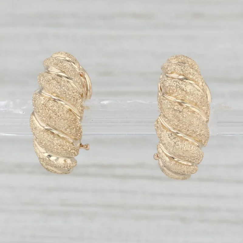 women's earrings with minimalist style -Scalloped Croissant Drop Earrings 14k Yellow Gold Omega Backs Pierced