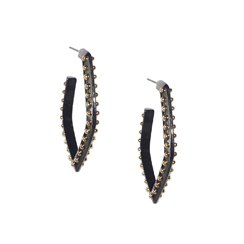 women's earrings with triangle shape -Diamond Shape Studded Hoop by Marlyn Schiff