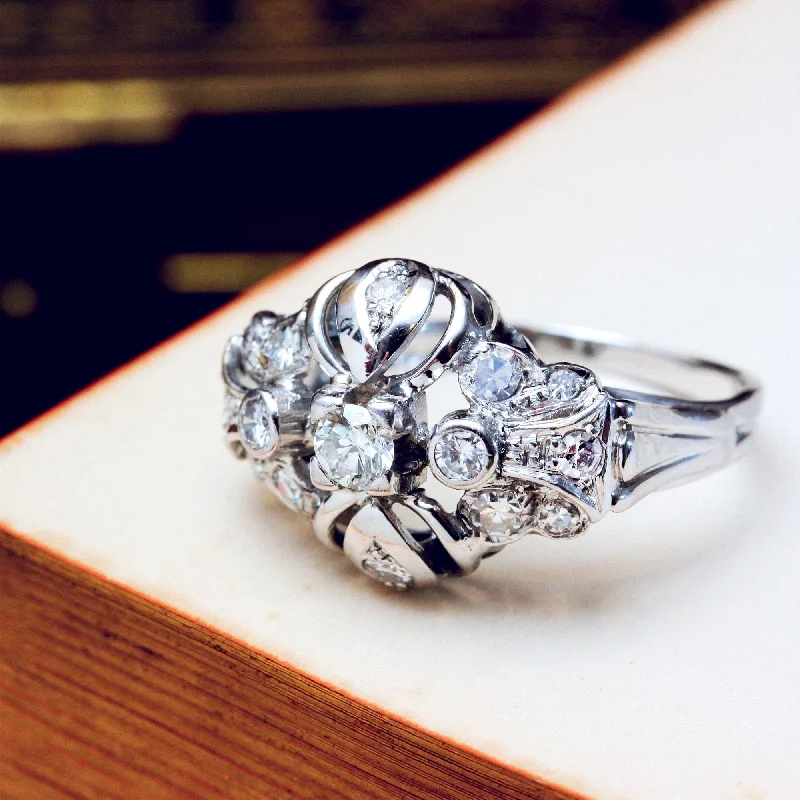 women's engagement rings with three-stone design -Fabulous Vintage Diamond Cocktail Dress Ring