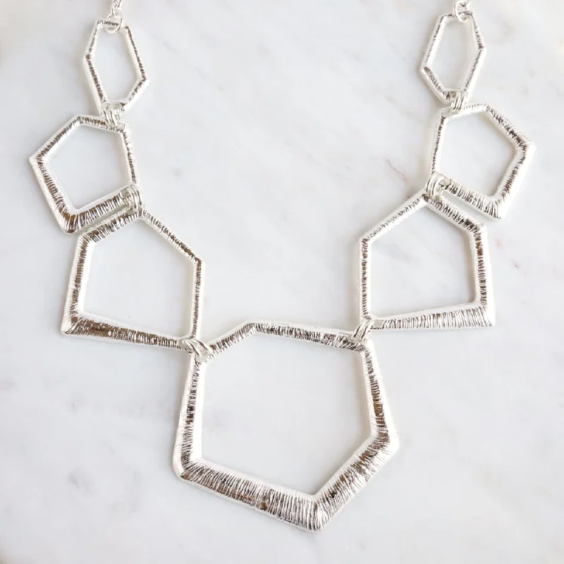 women's necklaces with polished finish -Sterling Silver Graduating Geometric Shapes Necklace