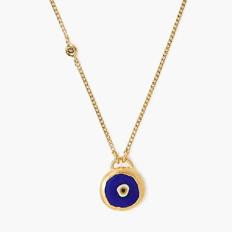 women's necklaces with delicate diamond -Blue Evil Eye Necklace With Champagne Diamond