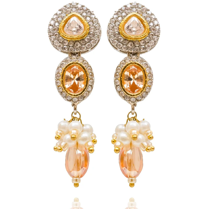 women's earrings with pearl -Mohini Earrings - Champagne