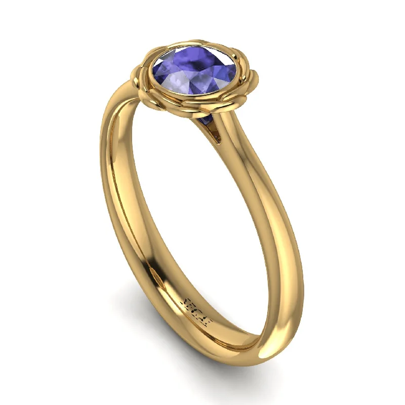 women's engagement rings with diamond band -Solitaire Minimalist Tanzanite Ring - Eden No. 201