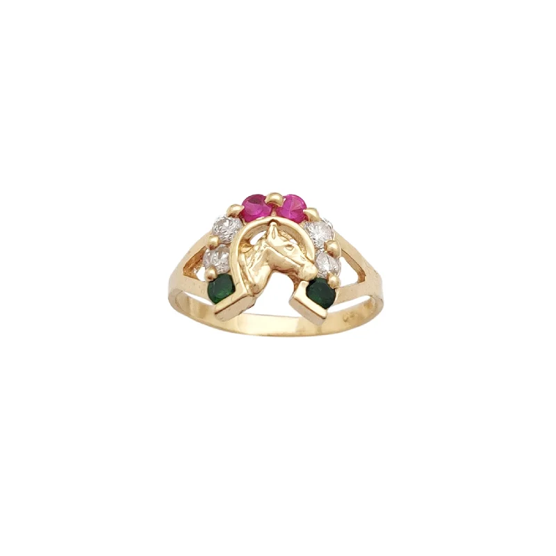 women's rings with pear-cut gemstone -Mexican Horseshoe Ring (14K)