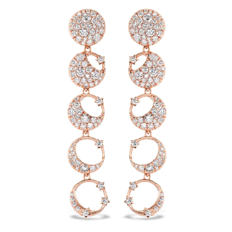 women's earrings with flower design -GOLD AND DIAMOND MOON PHASE EARRINGS