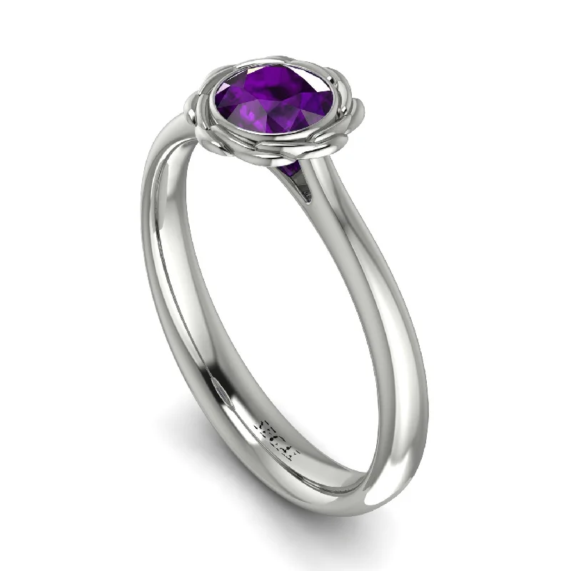 women's engagement rings with white gold -Solitaire Minimalist Amethyst Ring - Eden No. 303