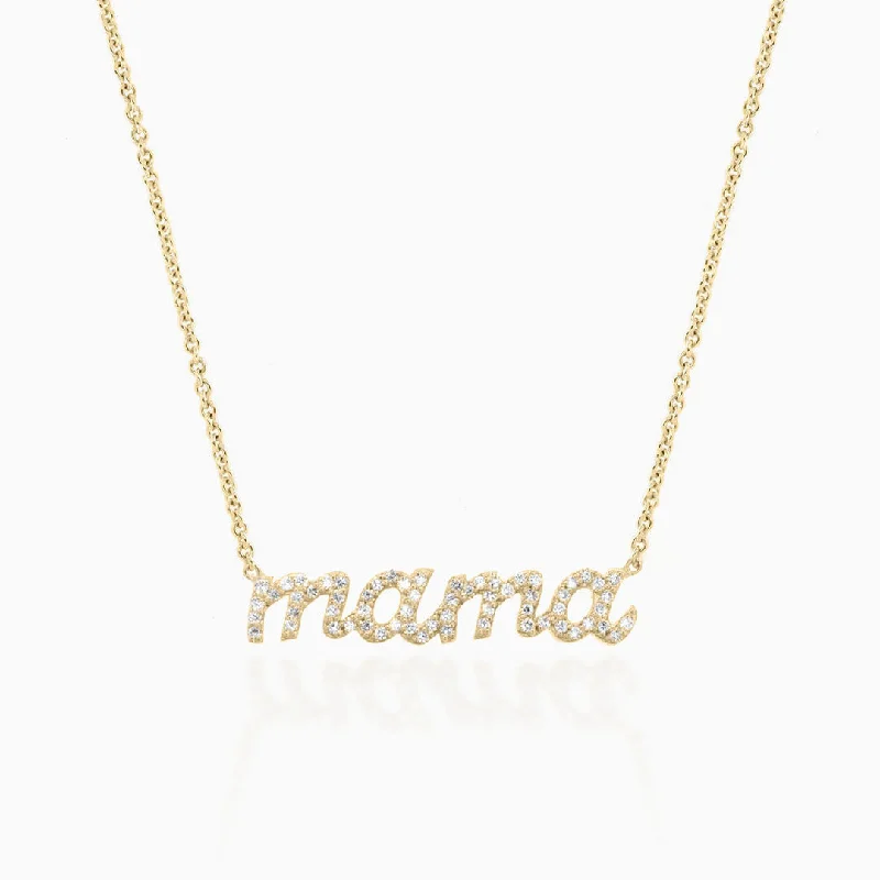 women's necklaces with crescent moon pendant -Mama Necklace with Diamonds