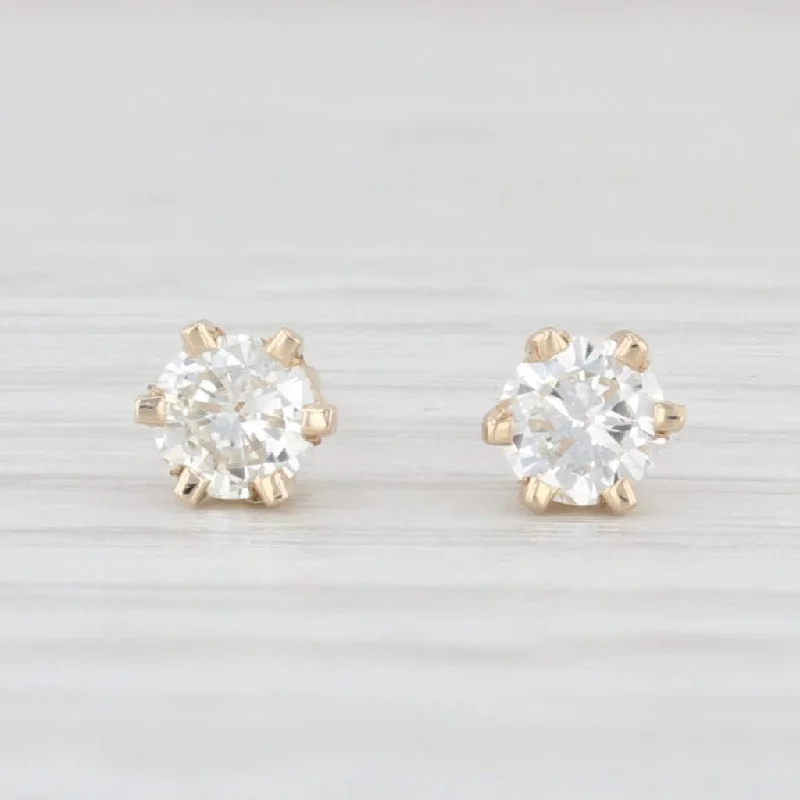 women's earrings with chic design -0.20ctw Diamond Stud Earrings 14k Yellow Gold Round Solitaire April Birthstone