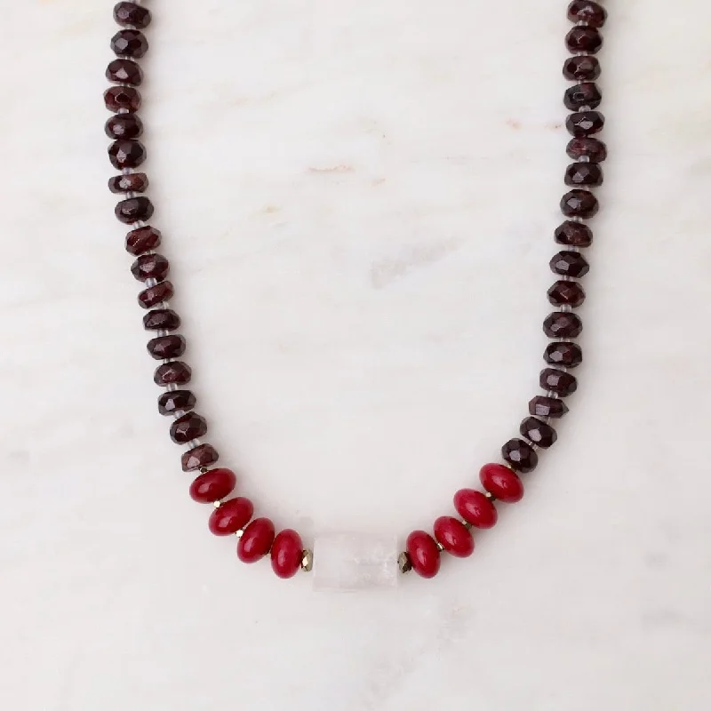 women's necklaces with emerald -Garnet Mix Necklace