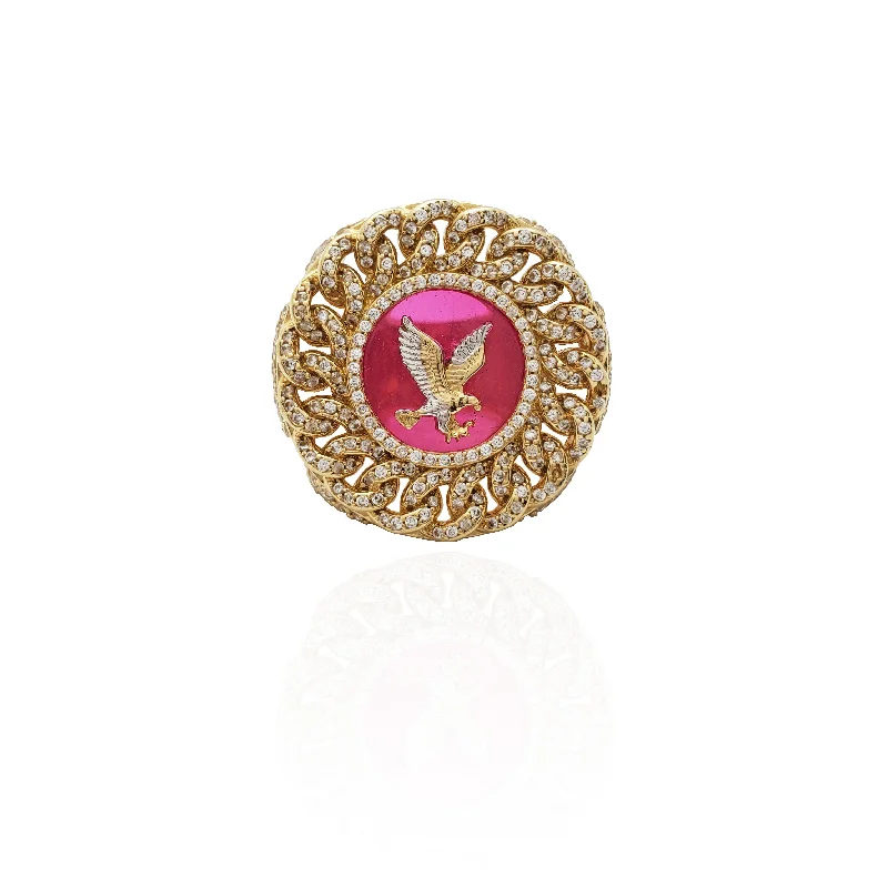 women's rings with vintage appeal -Cuban Link Eagle Emblem Ring (14K)