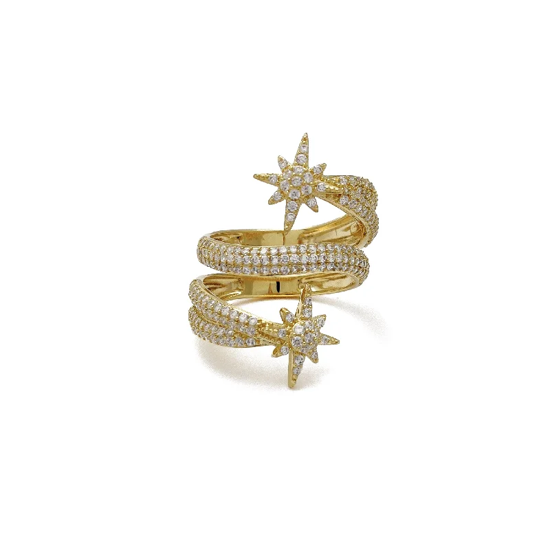 women's rings with gemstone cluster -Coiled Shooting Star Fancy Ring (14K)