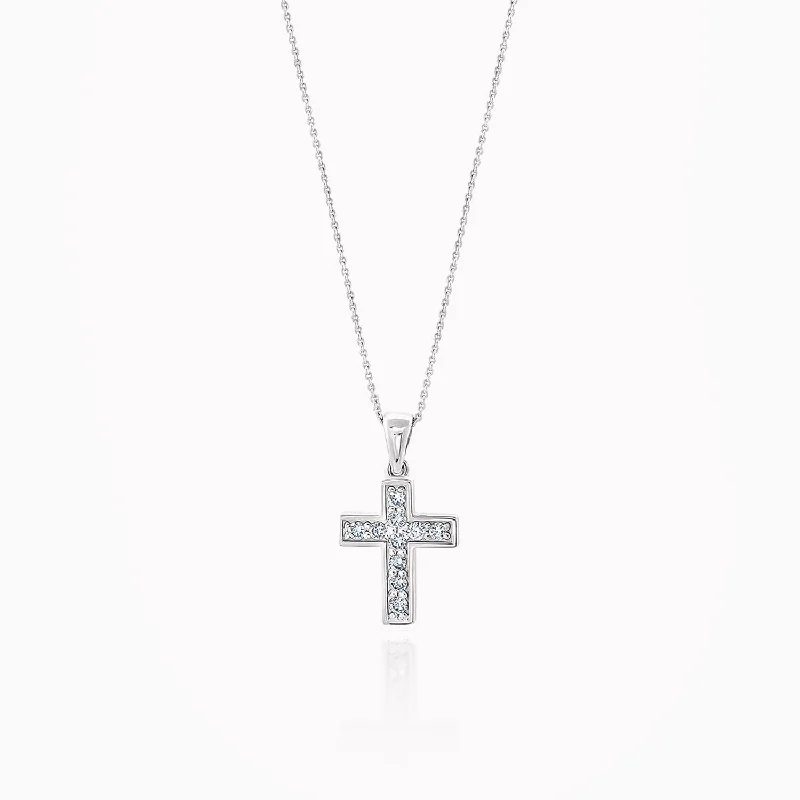 women's necklaces with custom engraving -Diamond Pave Cross Necklace